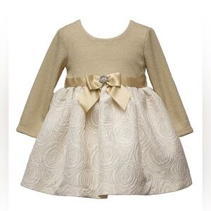 Bonnie Baby - Baby Girls' Gold Long-Sleeve Ballerina Dress - Size 18 Mos - NWT